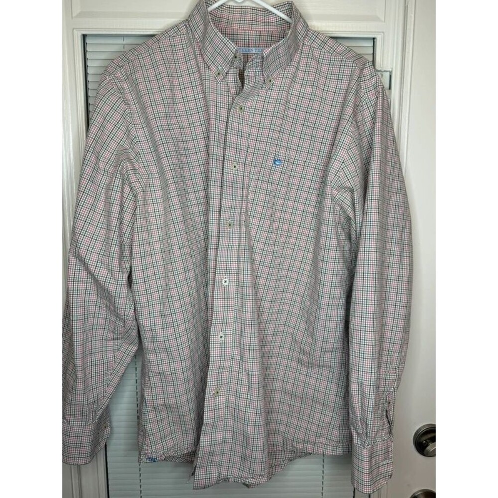 Southern Tide Men’s Large Plaid Check Long Sleeve Button Down Shirt